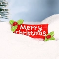 Miniature red Merry Christmas banner with holly leaves for holiday moss micro landscape DIY - Merry Christmas Banner Sign