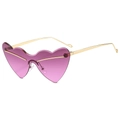 Occhiali da sole a cuore senza montatura con lenti rosa pesca e montatura oro - Montatura Oro Lente Viola