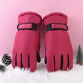 Guanti da ciclismo invernali rossi impermeabili con grip antiscivolo e cinturino regolabile - Touch Screen Addensato / Donna Velcro Fucsia