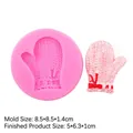 Siliconen mal voor kerstwanten met gebreide textuur en rode strik decoratie - 1# Gebreide Want / Roze