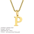 14K gold plated stainless steel box chain necklace with alphabet P initial pendant - Letter P / Gold