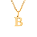 Collar de acero inoxidable dorado pulido con un colgante de letra B mayúscula clásica - Letra B (Oro Rosa)