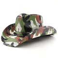 Detail of breathable camouflage weave pattern on the brim of this western cowboy hat - M (56-58cm) / Army Green Camo Print Style (05)