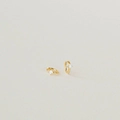 Classic gold plated S925 silver huggie earrings with square zircon stone in high polish - Gold White Zircon / Gold