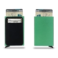 Matte green RFID blocking metal wallet with elastic pocket and pop-up card mechanism - Green