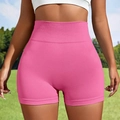 Bright pink seamless high waisted yoga shorts with tummy control for women's fitness - S / Bright Pink