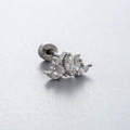 Titanium steel crown stud earring featuring emerald green crystal and clear zircon - Pave Crown Style (A99-3# (单只))