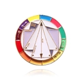 Round enamel color wheel pin made of zinc alloy showing basic color theory for designers - Color Matching Brooch / Color Card Spinner