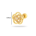Gold flower cartilage earring with cubic zirconia and screw-back closure in 0.94cm size - Hollow Flower (0186-8# Gold)