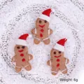 Lot de trois bonshommes de pain d'épices en feutre de laine pour décoration de Noël - Bonhomme en pain d’épice / Ensemble de 3
