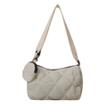 Witte gewatteerde crossbodytas van nylon met brede schouderriem en ronde mini-portemonnee - Wit
