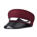 Detail of burgundy newsboy cap featuring silver metal chain and engraved M letter charm - M (56-58cm) / Burgundy