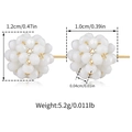 Detail view of woven crystal earrings with precise 1.2cm size and weight measurements - White Faceted Beaded Cluster Stud Earrings
