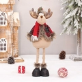Standing Christmas reindeer plush doll with red plaid cape and warm knitted scarf - Red Plaid Reindeer / Retractable Small / 60cm