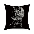 Halloween black square pillow cover with white deer and dreamcatcher celestial print - Boho Deer and Dreamcatcher