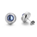 Klassieke zilveren oorknopjes met blauw kristal en witte pavé gezette decoratie - Blauw & Zilver