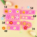 Set di stampi in silicone a girasole per decorazioni di torte e cioccolato - Set completo da 7 / Rosa