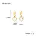 Pendientes de corazón dorados en acero 18K con circonitas claras y medidas del producto - Dorado/Circonita Blanca