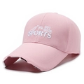 Casquette rose avec broderie outdoor sports et visière usée pour protection solaire - Bord Étendu Rose