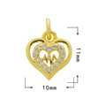 Golden heart pendant with heartbeat line and clear crystals, size 10mm by 11mm - Gold - Heart 1594