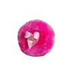 Rose pink plush baby powder puff with a light pink satin bow for smooth application - No Packaging / Rose Red