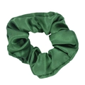 Dark green satin silk scrunchie with glossy finish for elegant women's hairstyles - Dark Green