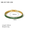 Green zircon tennis bracelet in gold finish with 160mm length and 6mm width details - Emerald Green Baguette Zircon Tennis Bracelet (NB-B1189-GN)