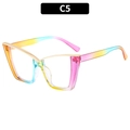Cat-Eye-Blaulichtbrille mit Regenbogen-Farbverlauf und goldenen Metalldetails - C5-Regenbogen Farbverlauf