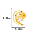 Golden crescent moon stud with clear square zircon crystal and dimension markings - Crescent with Square Gem (0195-8#) / Gold