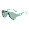 Occhiali da sole da pilota oversize verde menta con lenti grigio scuro e dettagli dorati - Montatura Verde Trasparente Lenti Verdi