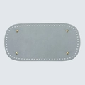 Oval light blue PU leather bag base with pre-punched holes and metal protective feet - Silver