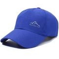 Blaue atmungsaktive Mesh-Baseballkappe mit silberner Bergstickerei und weißen Punkten - Saphirblau