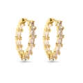 Gold hoop earrings featuring channel-set rectangular zircon stones in a sleek design - Style B Pair / Gold