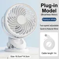 White USB desktop fan with clip and two-speed brushless motor, 18.5x14.5cm compact size - Clip Fan - 2 Speeds [USB Plug-in]