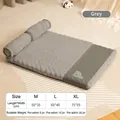 Grey faux shearling dog mat with pillow bolster and durable non-slip base - Gray Pillow Style