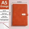 Orange A5 PU leather notebook with 200 pages of premium 80g paper and bookmark detail - A5 (With Buckle / 100 Sheets) / Orange