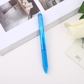 Blue retractable erasable gel pen with transparent barrel and comfort rubber grip - Light Blue