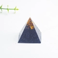 Natural crystal resin pyramid in deep blue with gold flakes for home office decor - Blue Sandstone