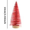 Mini sapin de Noël rouge givré sur socle en bois avec indication de taille 10cm - 10cm / Rouge