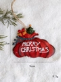 Vintage red Christmas gift bag pendant with Merry Christmas text and rustic jute rope - Gift Bag Style (A款)