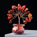 Handmade Red Jasper crystal tree with copper wire and glass base for home decor - 18 Crystals Red Jasper (Mini Fish Tank)