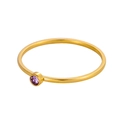 Minimalist 18K gold plated twisted ring featuring a round purple zircon stone - US 5 / Light Purple - 14K Gold Band