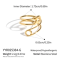 Dettaglio dell'anello a spilla dorato con specifiche sulle dimensioni e testo in acciaio inox - Oro (YYR025384-G)