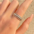 Silver twisted rope ring with beaded edges in a polished industrial style finish - Silver Multilayer Twist Bead Ring (9345)