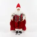 52cm standing Santa Claus doll in red velvet cloak and green plaid suit vest - Style 44 Plaid Vest With Red Cape 52cm
