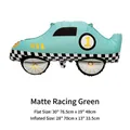 Matte racing green race car foil balloon with number 1 and checkered flag pattern - Matte Green Racing Car