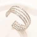 Bracciale rigido aperto a C in argento con quattro strati di acciaio inossidabile martellato - 25 Acciaio