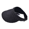 Detailed close-up of a black woven sun visor featuring wave texture and elastic band - Black