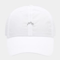 Detailed embroidery of a mountain logo on a white breathable cotton baseball cap - Adjustable / White