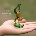 Handcrafted glass yoga frog figurine in upside-down pose on lotus base, 4x9cm height - Glass Style Inverted Frog
